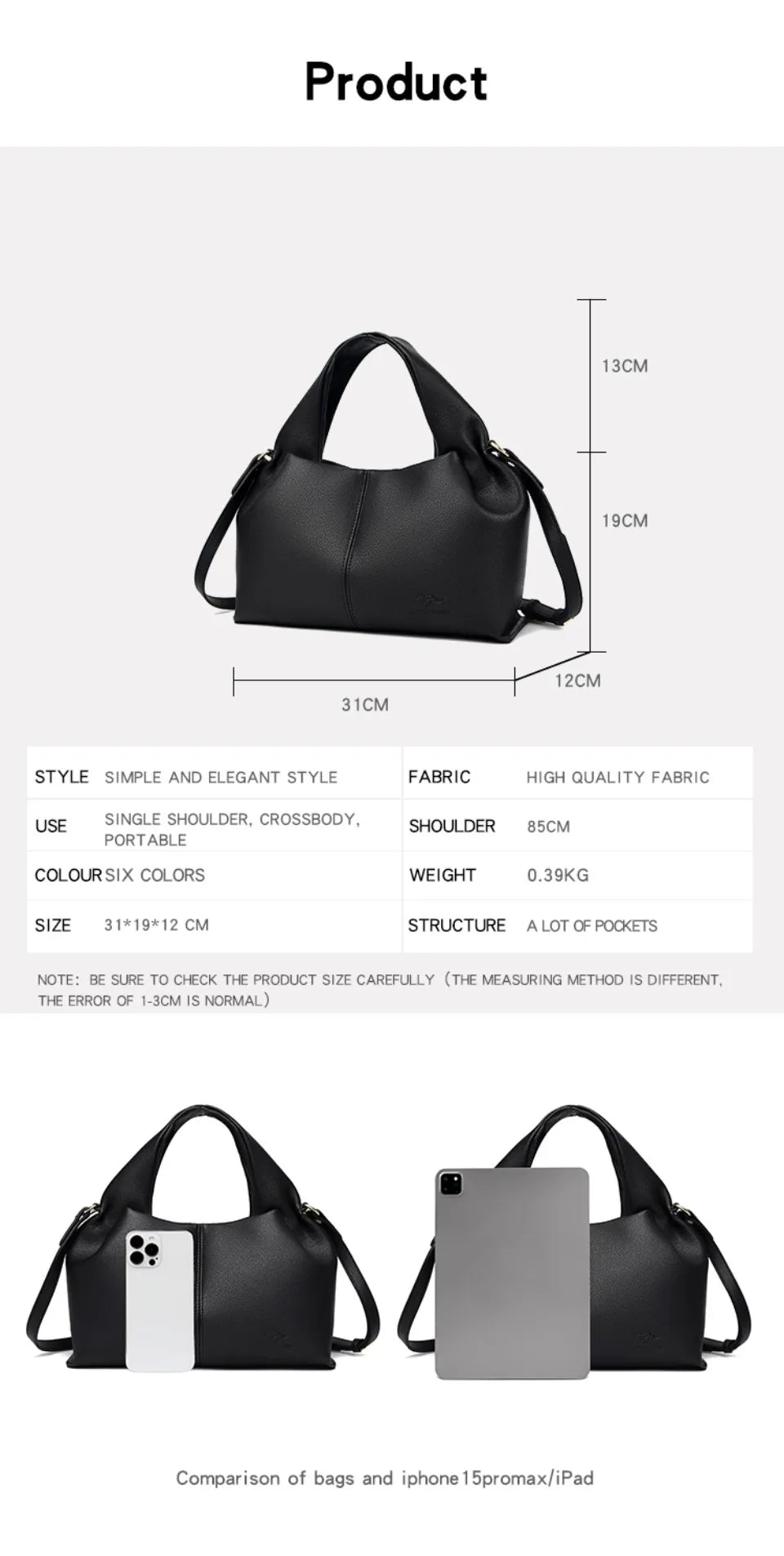 Sac à Main Femme Luxe – Cuir Souple, Petit Fourre-Tout Décontracté, Sac Bandoulière Hiver 2026