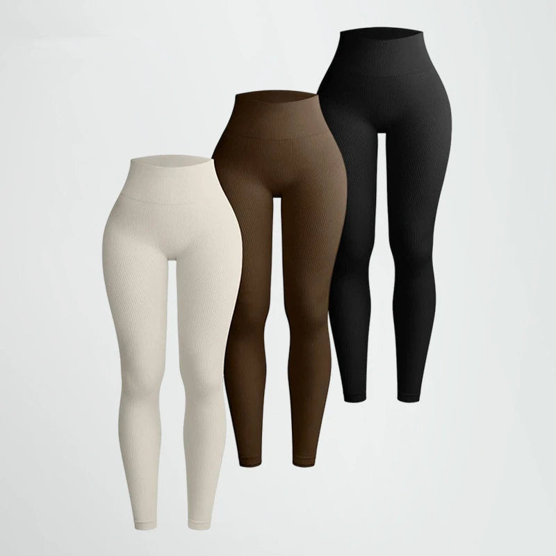 Leggings Femme Slim – Tricoté, Sans Couture, Taille Haute, Sport, Yoga, Course, Fitness