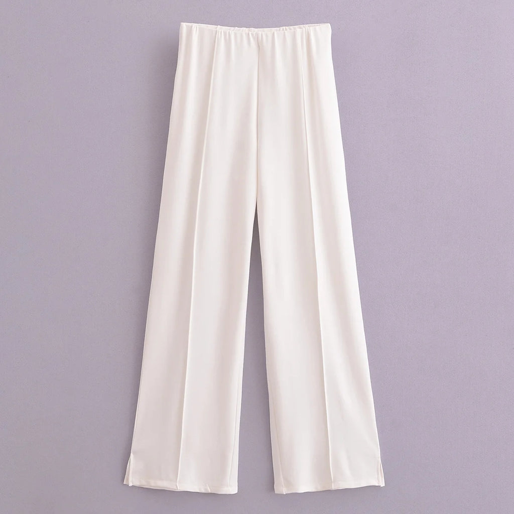 Ensemble 2 pièces femme hiver – Haut à manches longues et pantalon extensible chic en tissu double face