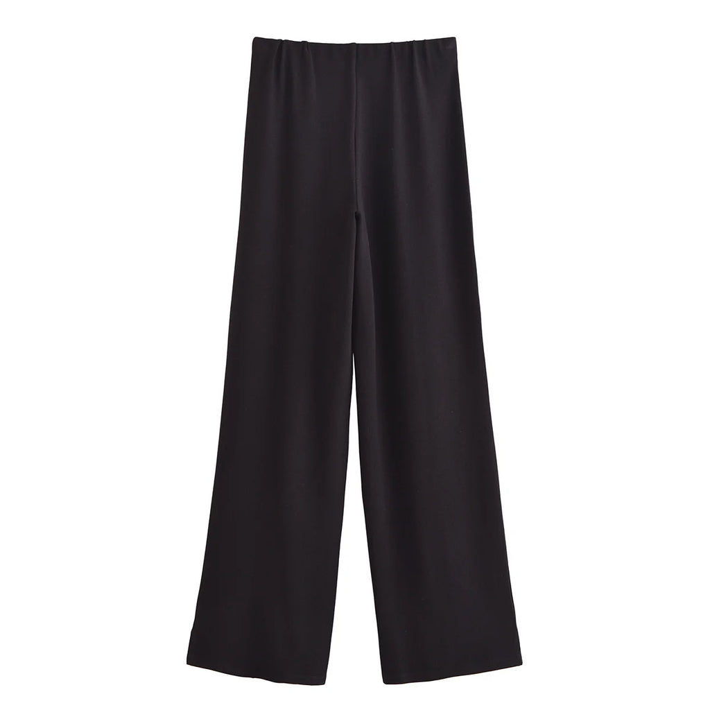 Ensemble 2 pièces femme hiver – Haut à manches longues et pantalon extensible chic en tissu double face