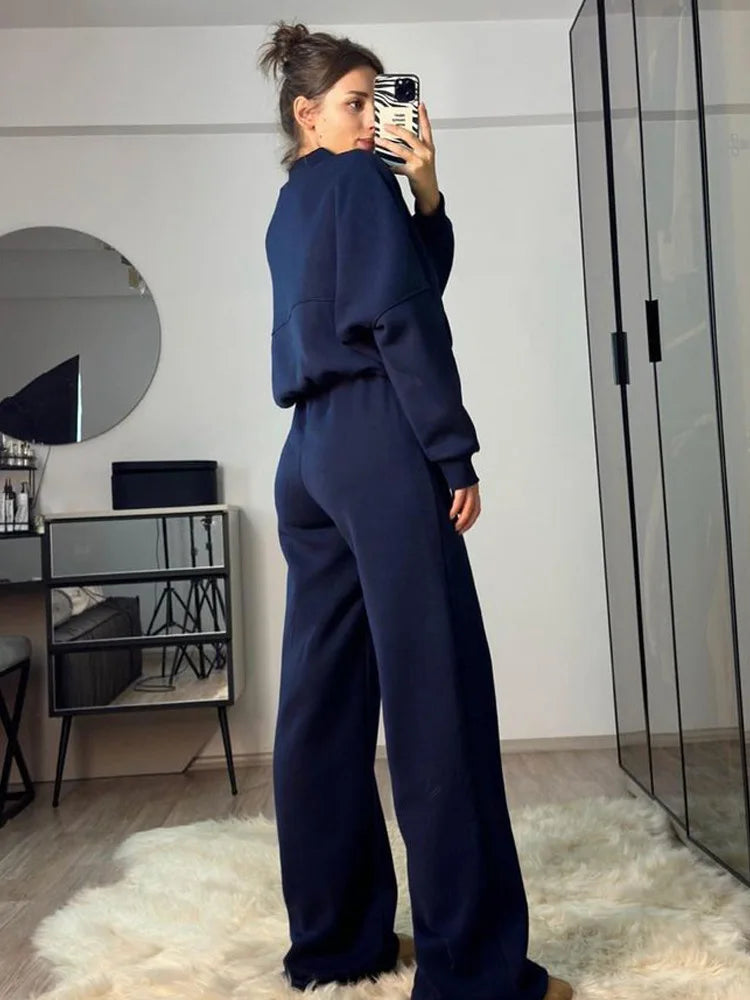 Ensemble Sport Femme – Sweat Oversize et Pantalon à Lacets, Tenue Confortable et Décontractée