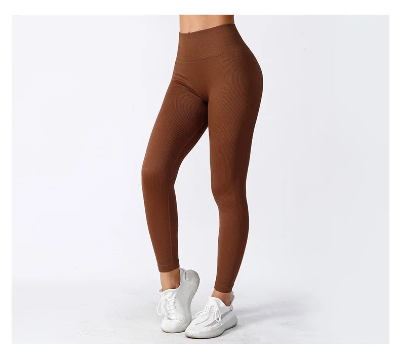 Leggings Femme Slim – Tricoté, Sans Couture, Taille Haute, Sport, Yoga, Course, Fitness