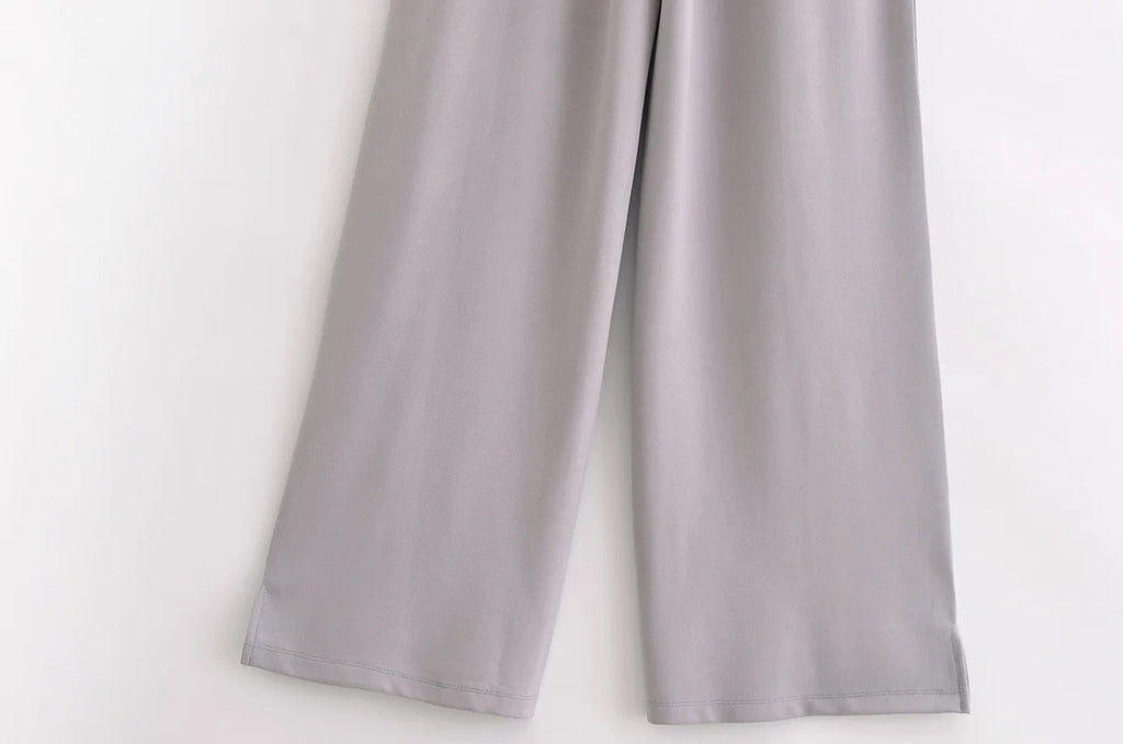 Ensemble 2 pièces femme hiver – Haut à manches longues et pantalon extensible chic en tissu double face