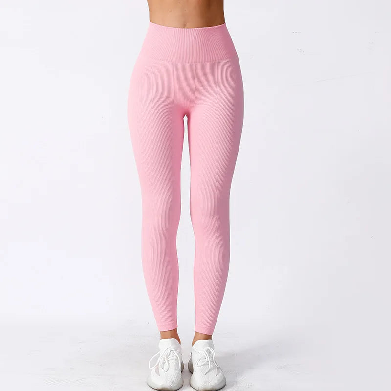 Leggings Femme Slim – Tricoté, Sans Couture, Taille Haute, Sport, Yoga, Course, Fitness