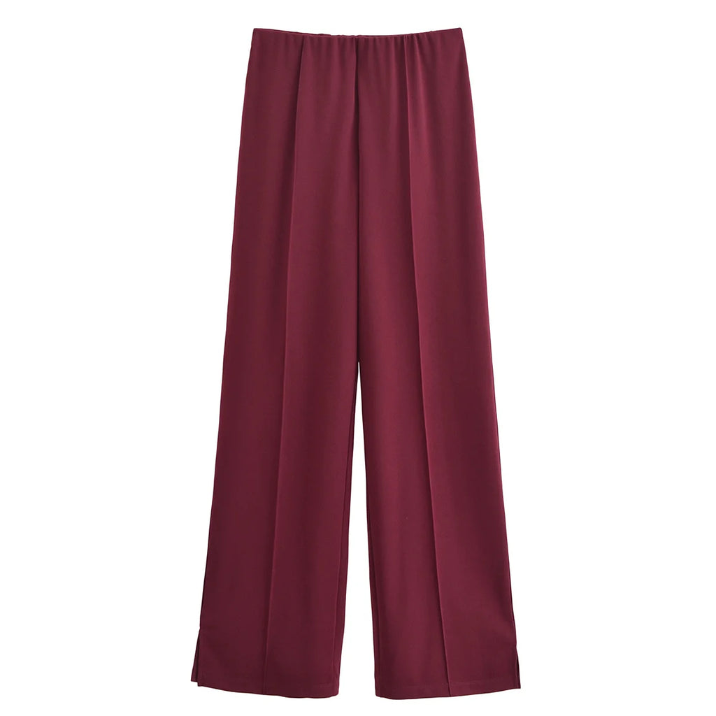 Ensemble 2 pièces femme hiver – Haut à manches longues et pantalon extensible chic en tissu double face