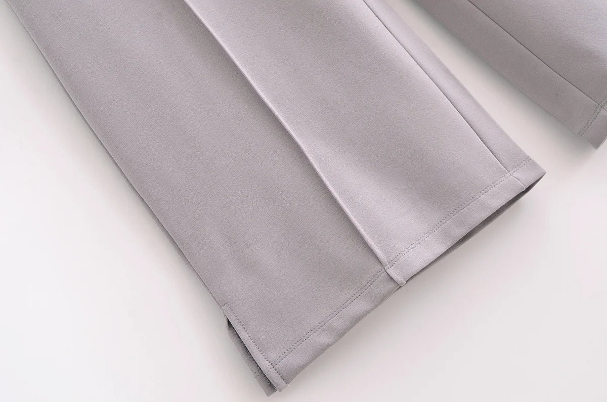 Ensemble 2 pièces femme hiver – Haut à manches longues et pantalon extensible chic en tissu double face