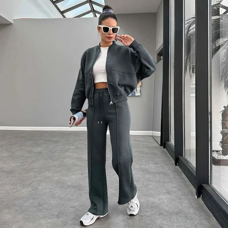 Ensemble Sport Femme – Sweat Oversize et Pantalon à Lacets, Tenue Confortable et Décontractée