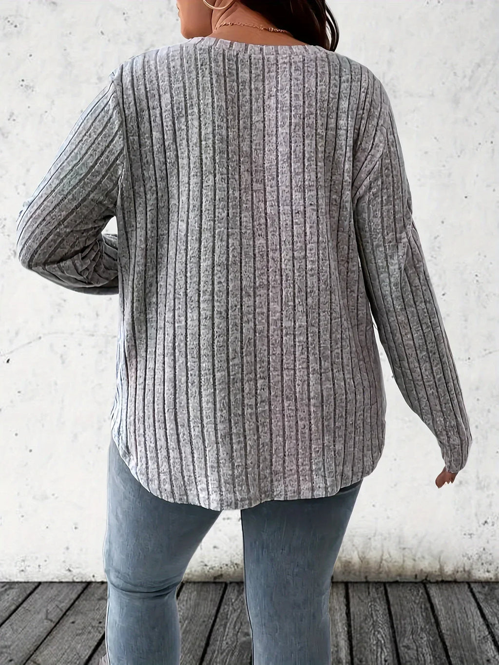 Haut Femme Oversize – Col V, Manches Longues, Grande Taille 1XL-5XL, Décontracté 2026