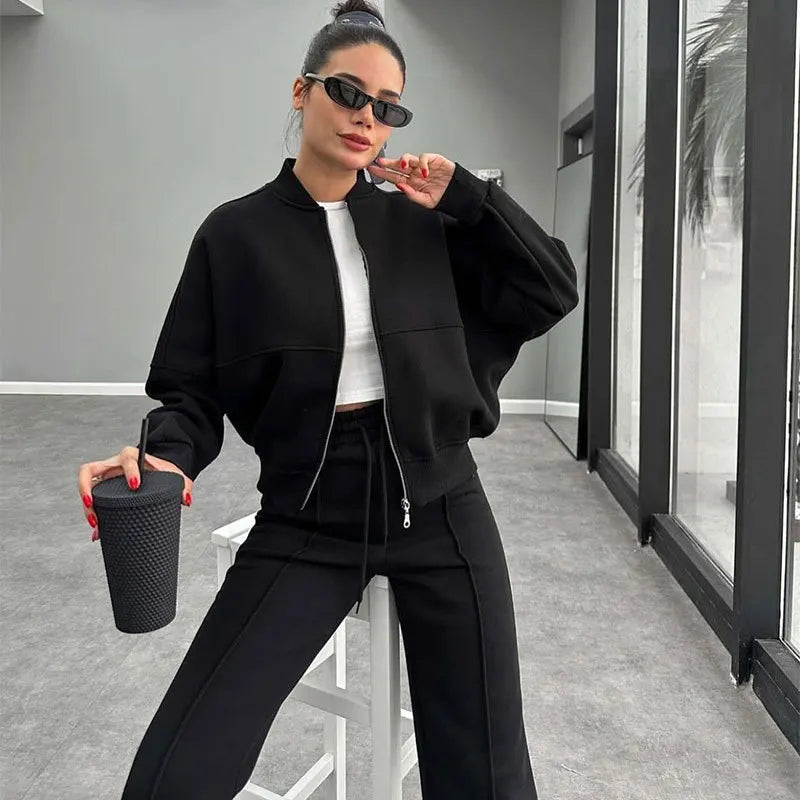 Ensemble Sport Femme – Sweat Oversize et Pantalon à Lacets, Tenue Confortable et Décontractée