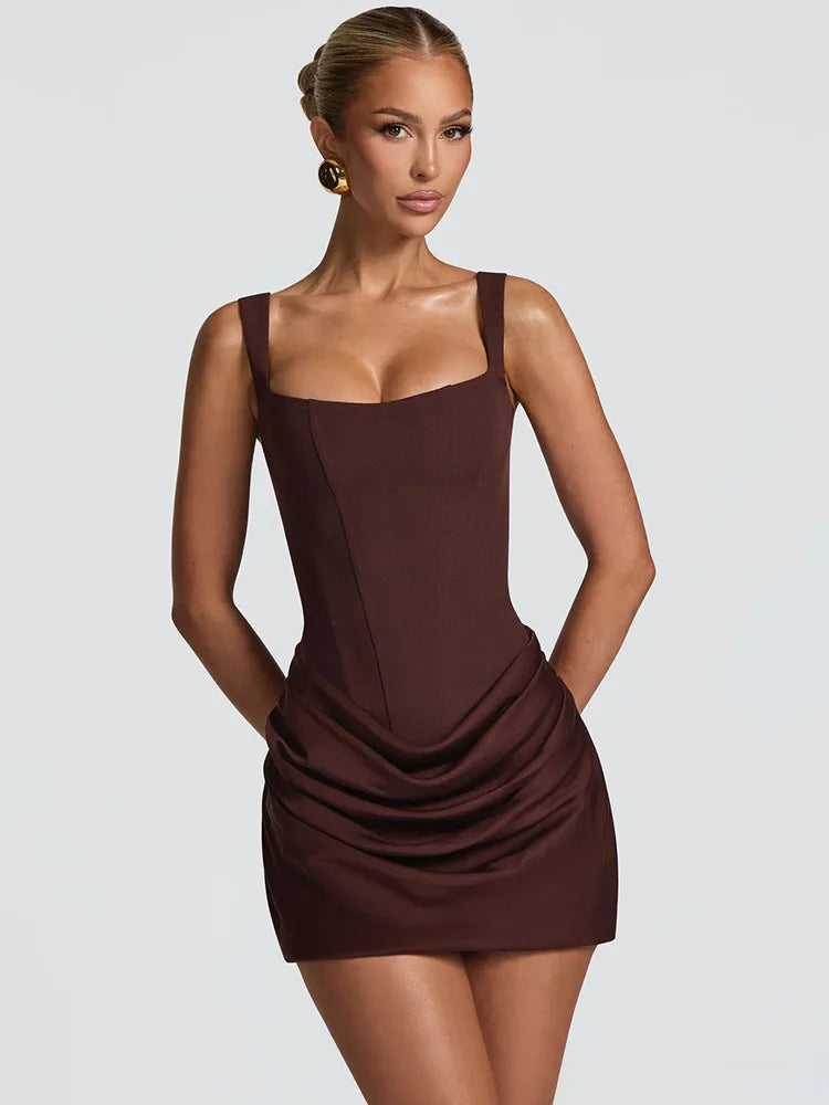 Robe Femme Élégante Mozision – Mini, Dos Nu, Taille Haute, Club/Soirée