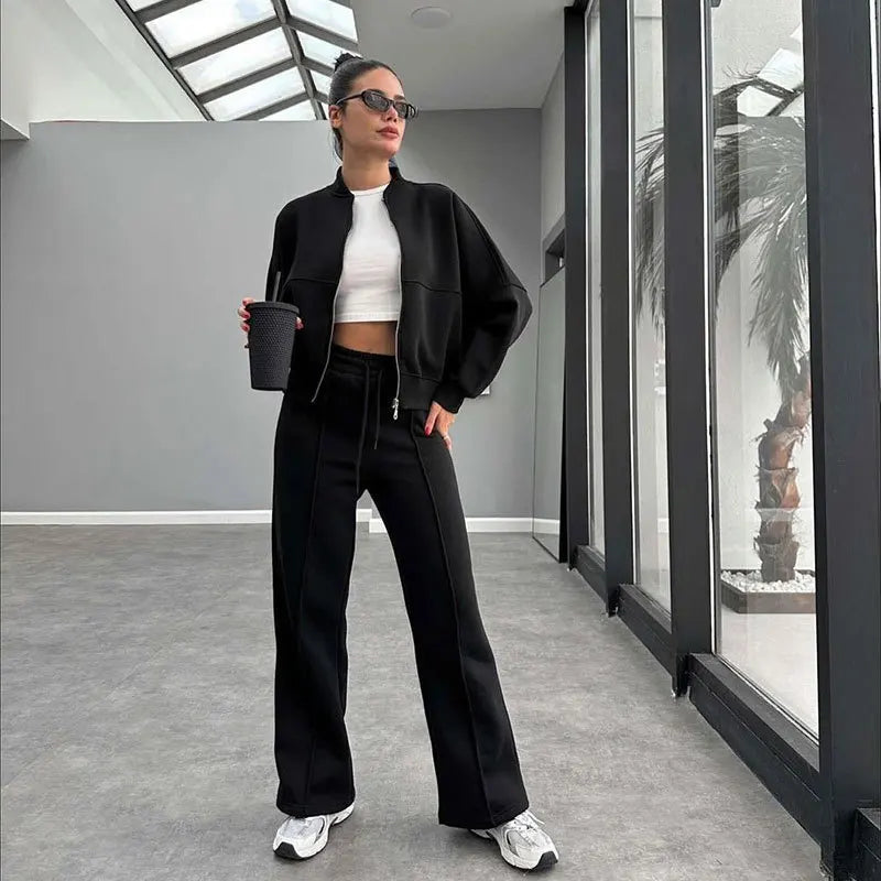 Ensemble Sport Femme – Sweat Oversize et Pantalon à Lacets, Tenue Confortable et Décontractée