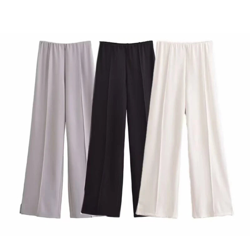 Ensemble 2 pièces femme hiver – Haut à manches longues et pantalon extensible chic en tissu double face