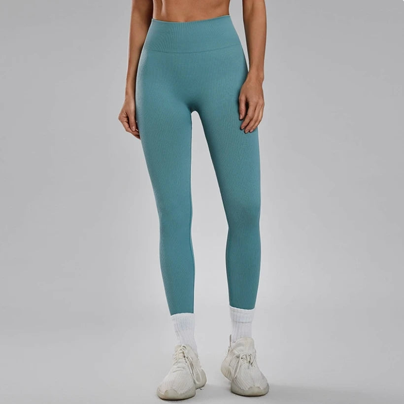 Leggings Femme Slim – Tricoté, Sans Couture, Taille Haute, Sport, Yoga, Course, Fitness