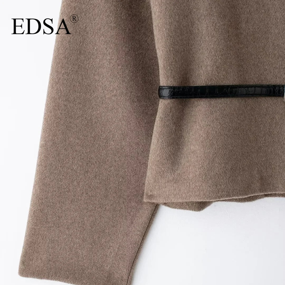 EDSA – Manteau léger pour femme, col V, manches longues, parfait pour sorties et trajets