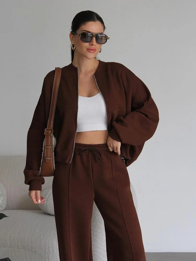 Ensemble Sport Femme – Sweat Oversize et Pantalon à Lacets, Tenue Confortable et Décontractée