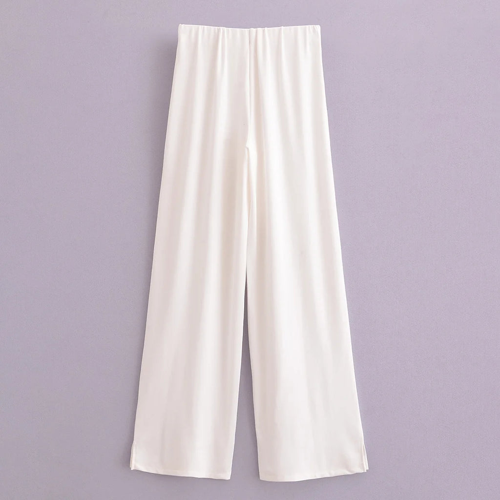 Ensemble 2 pièces femme hiver – Haut à manches longues et pantalon extensible chic en tissu double face