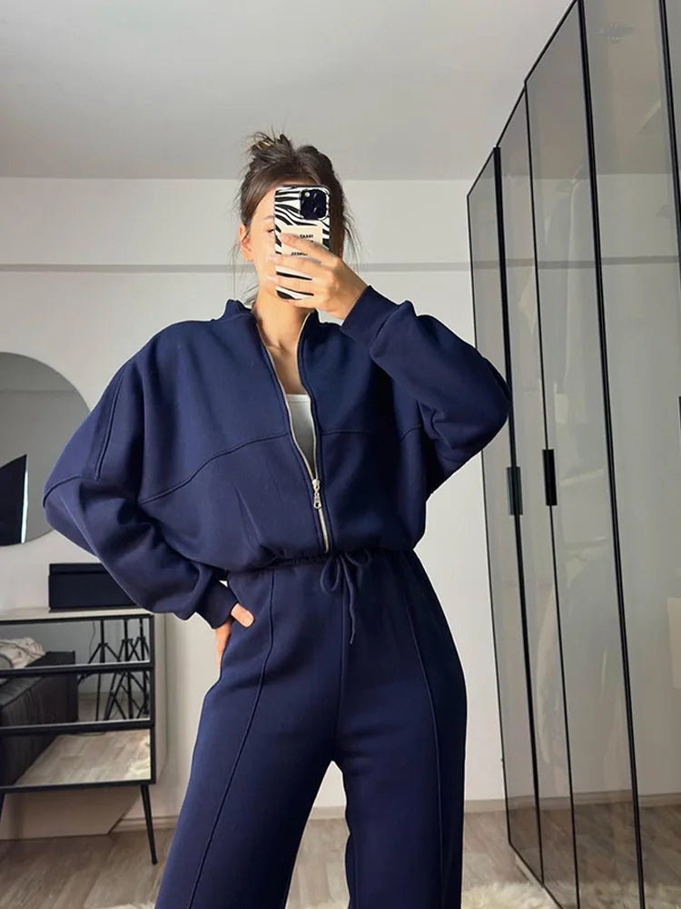 Ensemble Sport Femme – Sweat Oversize et Pantalon à Lacets, Tenue Confortable et Décontractée