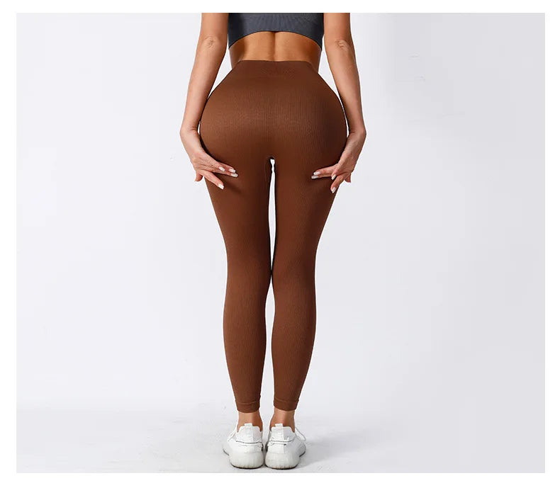 Leggings Femme Slim – Tricoté, Sans Couture, Taille Haute, Sport, Yoga, Course, Fitness