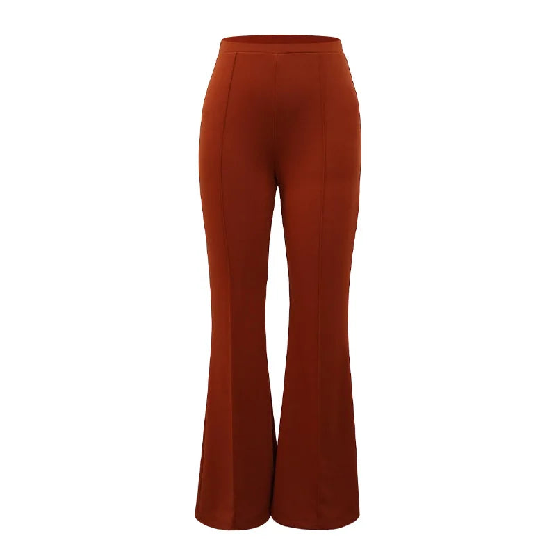 Pantalon long évasé pour femme – Couleur unie, coupe slim, bas cloche, style élégant