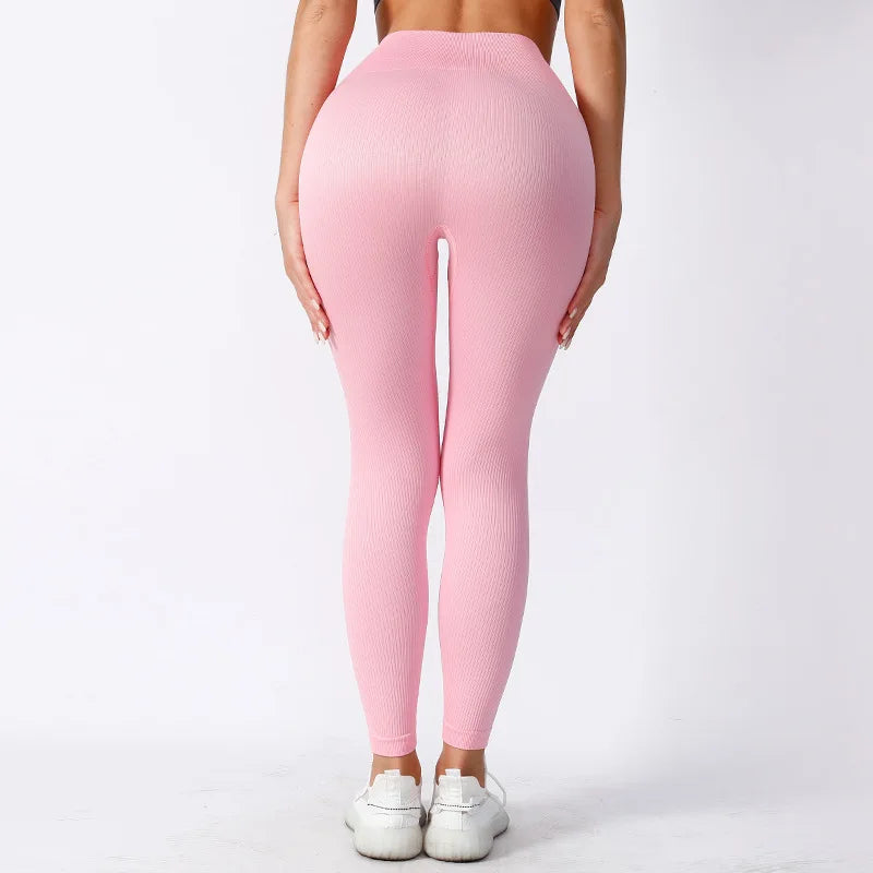 Leggings Femme Slim – Tricoté, Sans Couture, Taille Haute, Sport, Yoga, Course, Fitness
