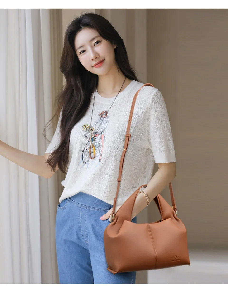 Sac à Main Femme Luxe – Cuir Souple, Petit Fourre-Tout Décontracté, Sac Bandoulière Hiver 2026