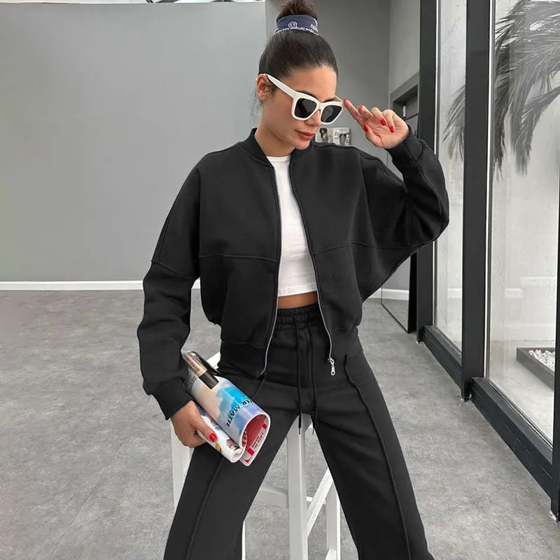 Ensemble Sport Femme – Sweat Oversize et Pantalon à Lacets, Tenue Confortable et Décontractée