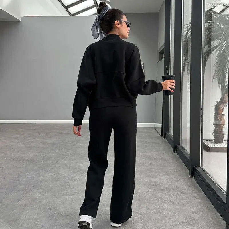 Ensemble Sport Femme – Sweat Oversize et Pantalon à Lacets, Tenue Confortable et Décontractée
