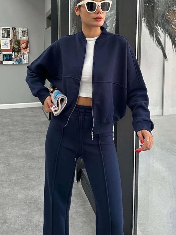 Ensemble Sport Femme – Sweat Oversize et Pantalon à Lacets, Tenue Confortable et Décontractée